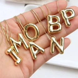 Gold Plated 3D Stainless Steel 26 Initials Pendant Necklace Personalized for Party Daily Wear Jewelry Accessories for Women Boy