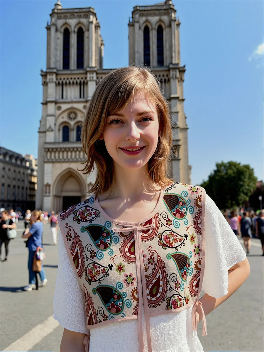 

Embroidery Lace-Up Vests For Woman Waistcoats Clothes Women Winter Quilted V-Collar Oversized Homewear Daily Cozy Gentle Commute