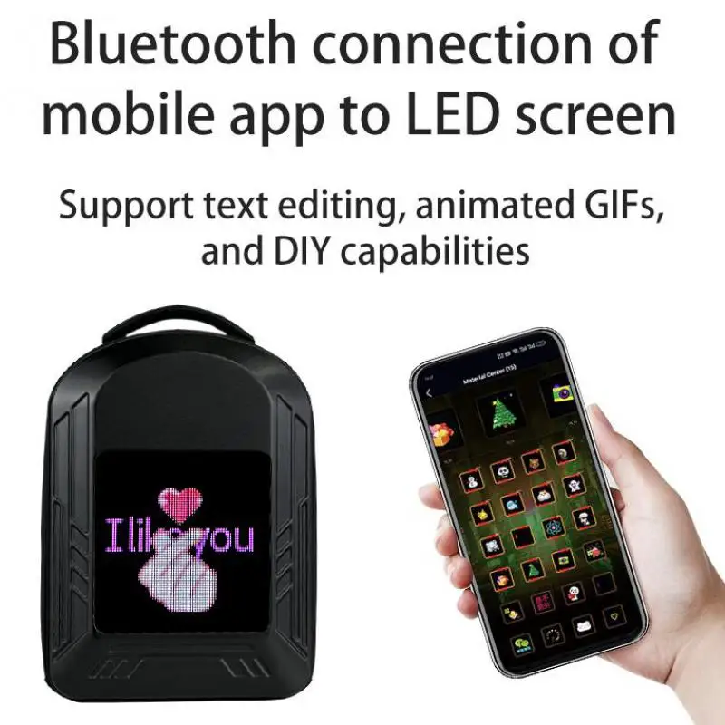 LED backpack large eyes cool display backpacks DIY hard shell waterproof computer casual School bag shoulders bag knapsack