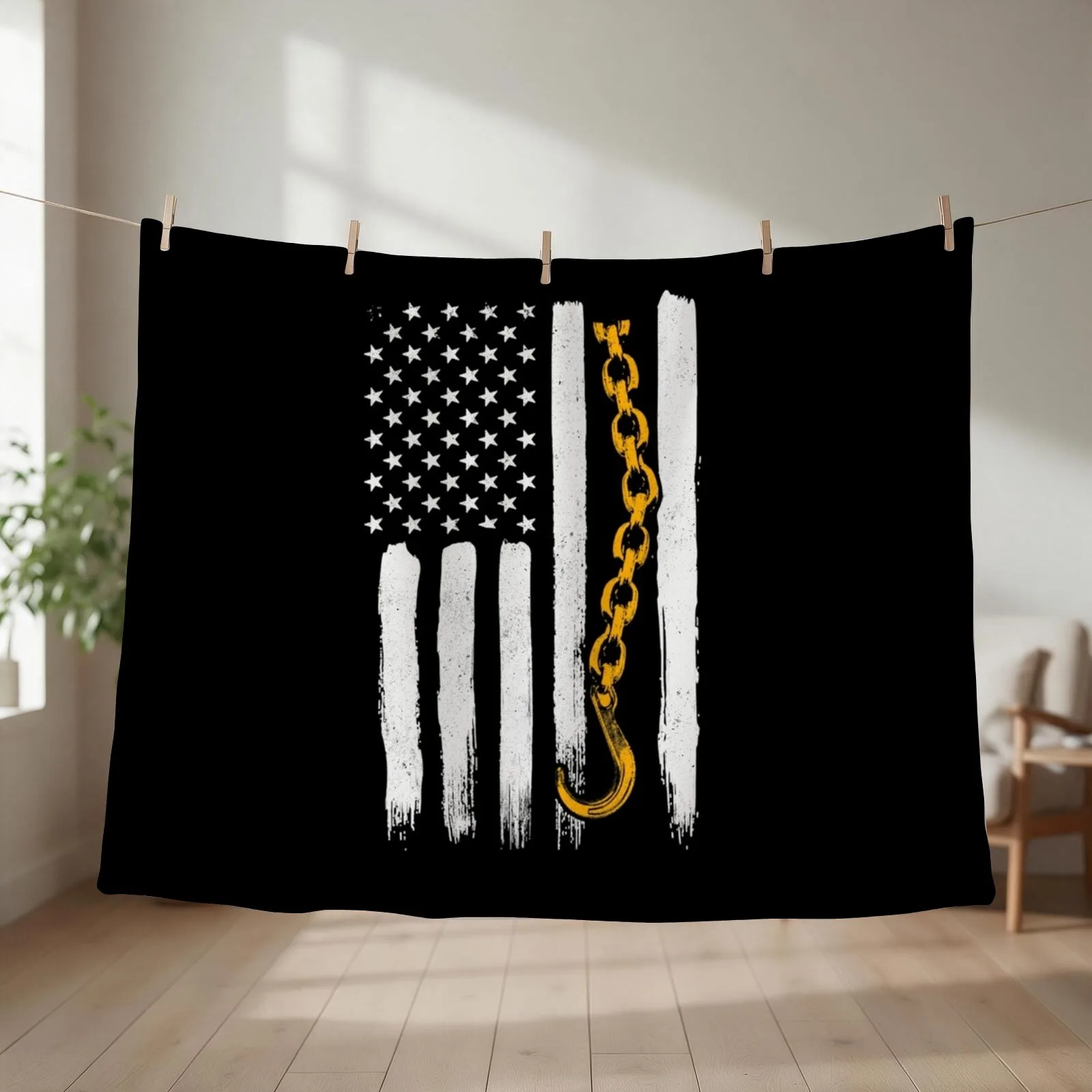 Patriotic Tow Truck Operator Throw Blanket halloween Retros Sofa Stuffeds Blankets