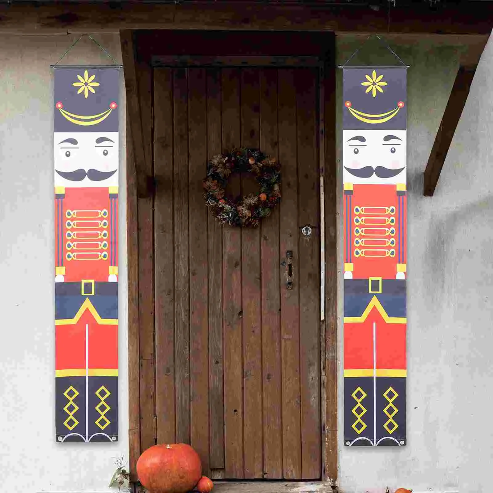 Christmas Door Couplets Flags Xmas Ornament Decorations Porch Nutcracker Lovely Banner Decorative Fabric Plastic Party