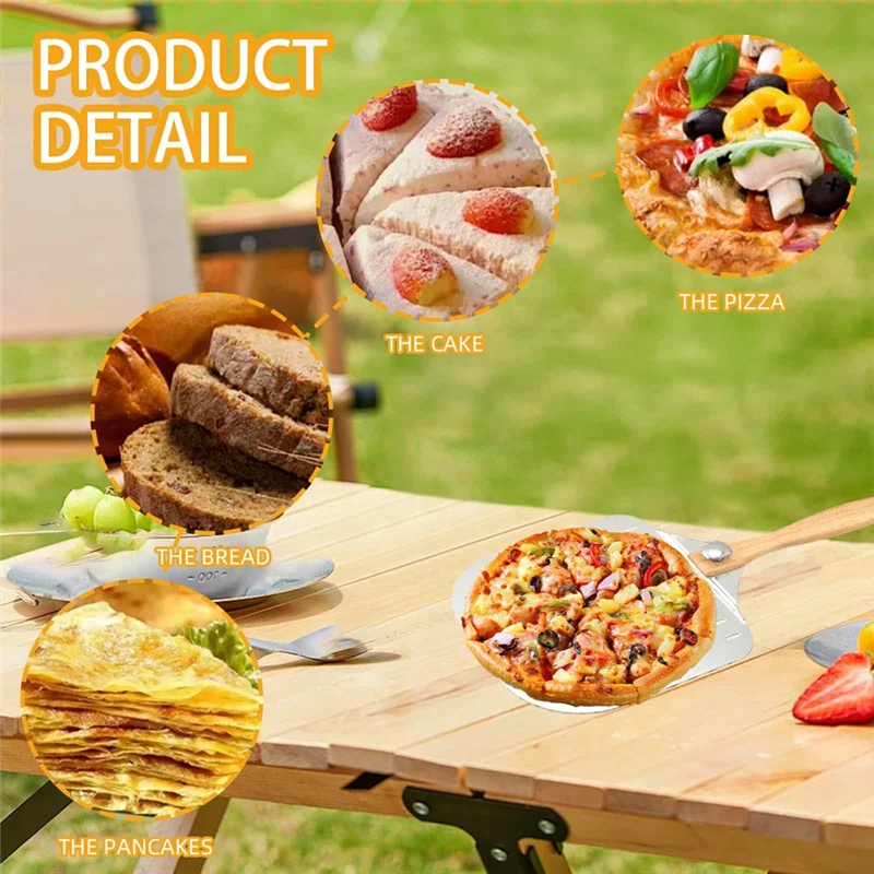 

【Favorite!】Pizza Spatula 12Inch Perforated Aluminum Metal Pizza Peel Paddle With Wood Handle For Baking Pizzas Breads