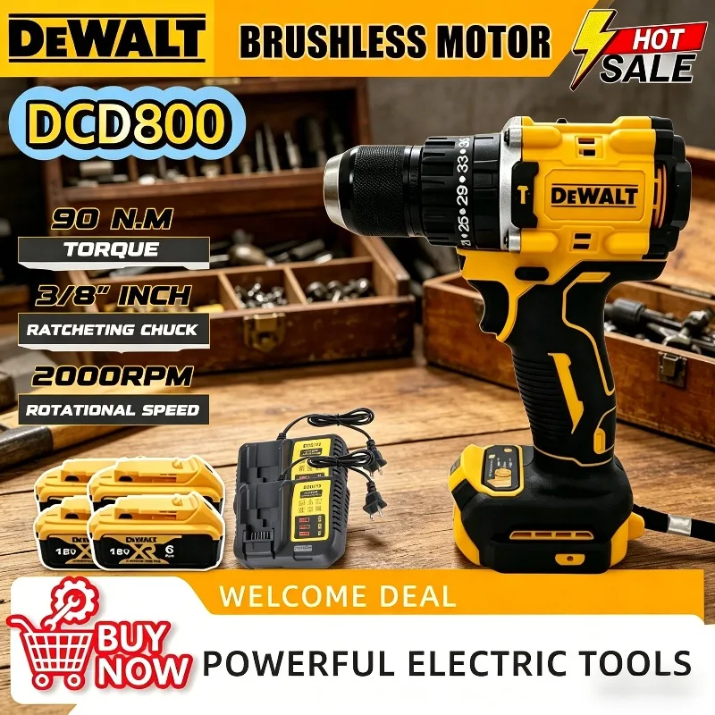 

Аккумуляторный бесщеточный шуруповерт Dewalt DCD800, 1/2 дюйма, 2000 об/мин, 20В, литиевый электроинструмент для аккумуляторов Dewalt
