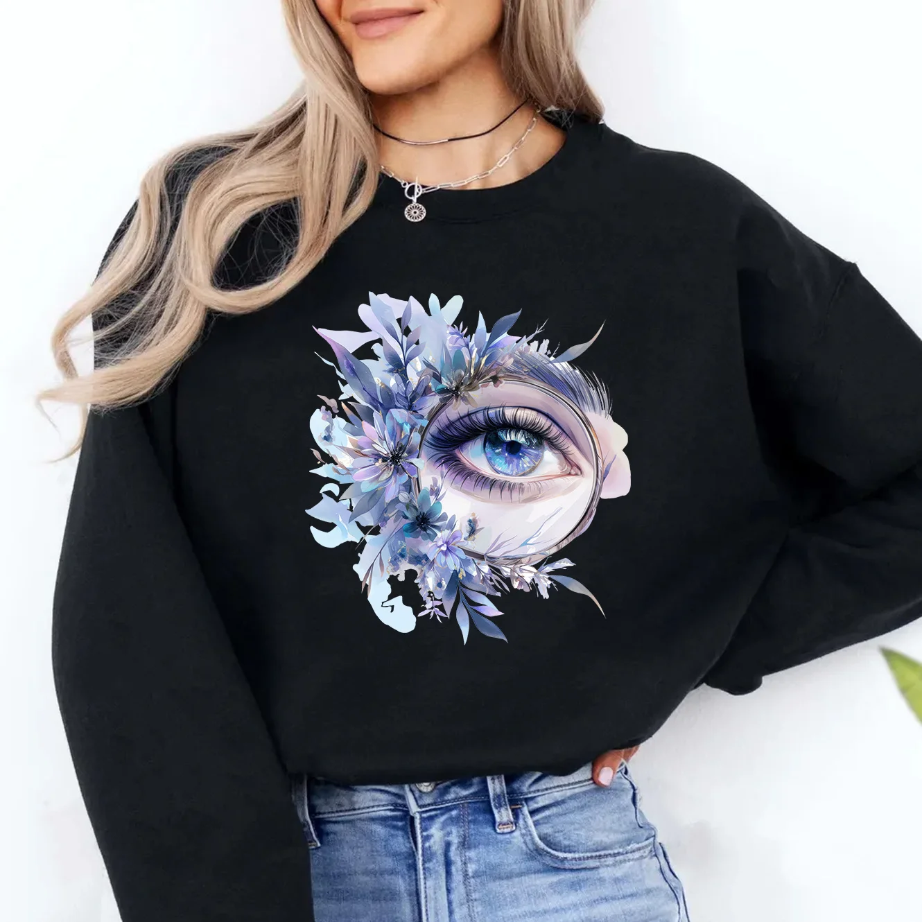 

Eye Print Women's T-shirt Long Sleeve No Hoodie Fashion Women T-shirt Casual Top Women's Street Wear Women's Clothing