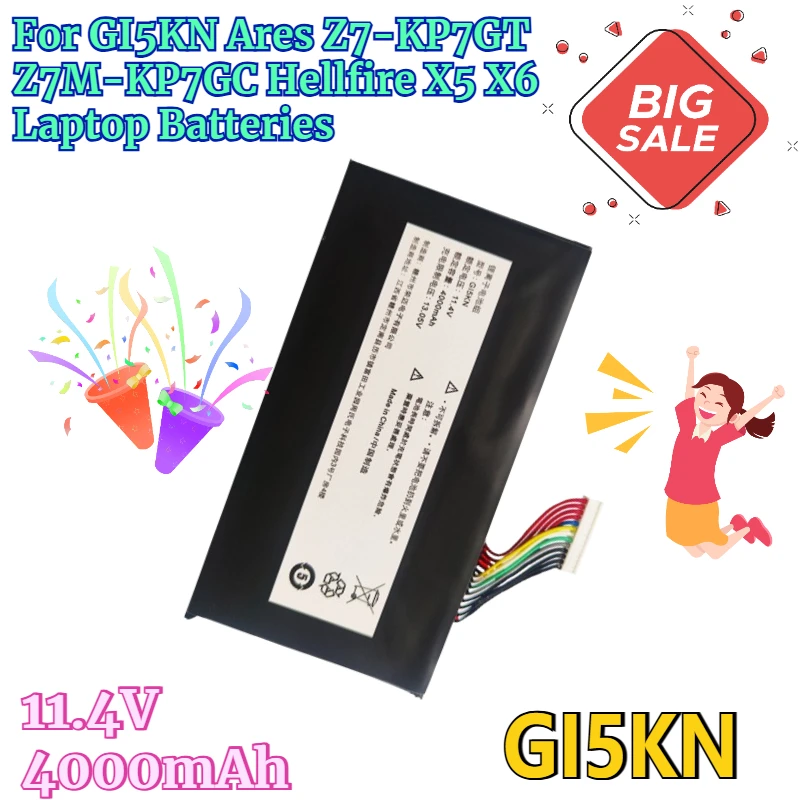 

NEW 11.4V 4000mAh for GI5KN Ares Z7-KP7GT Z7M-KP7GC Hellfire X5 X6 Laptop Batteries