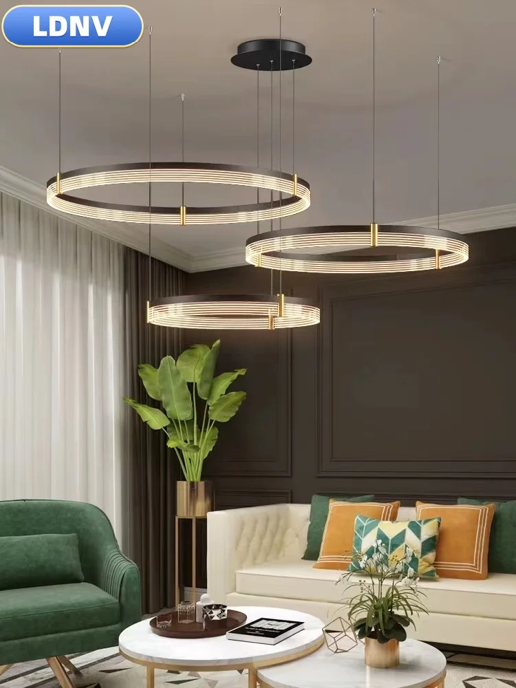 Living room ring chandelier simple modern led lighting creative Nordic luxury restaurant bedroom lamp designer high-end chandeli