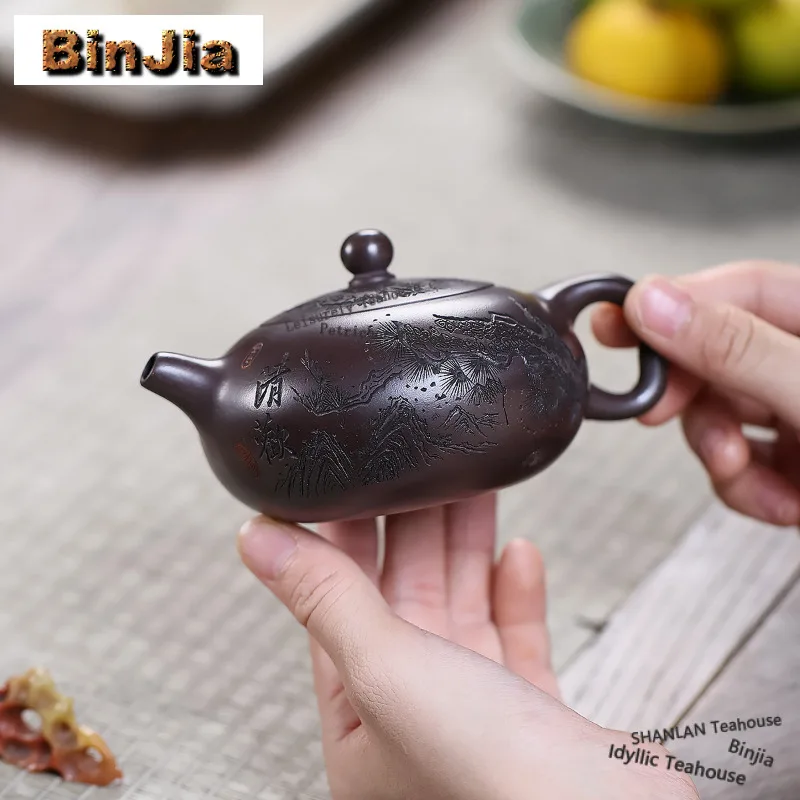 

Чайник из исключительной исинской фиолетовой глины, 220 мл, ручной работы, модель «Му Сю Льу Ся», из необработанной глины «Кровь Дракона», чайный набор «Зиса», ремесленное изделие