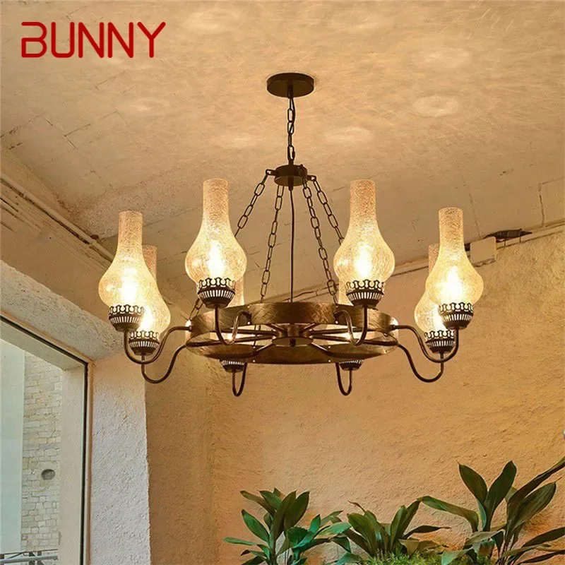 BUNNY American Retro Pendent Lamp Industrial Wind Living Room Restaurant Homestay Loft Clothing Store Cafe Bar Box Chandelier