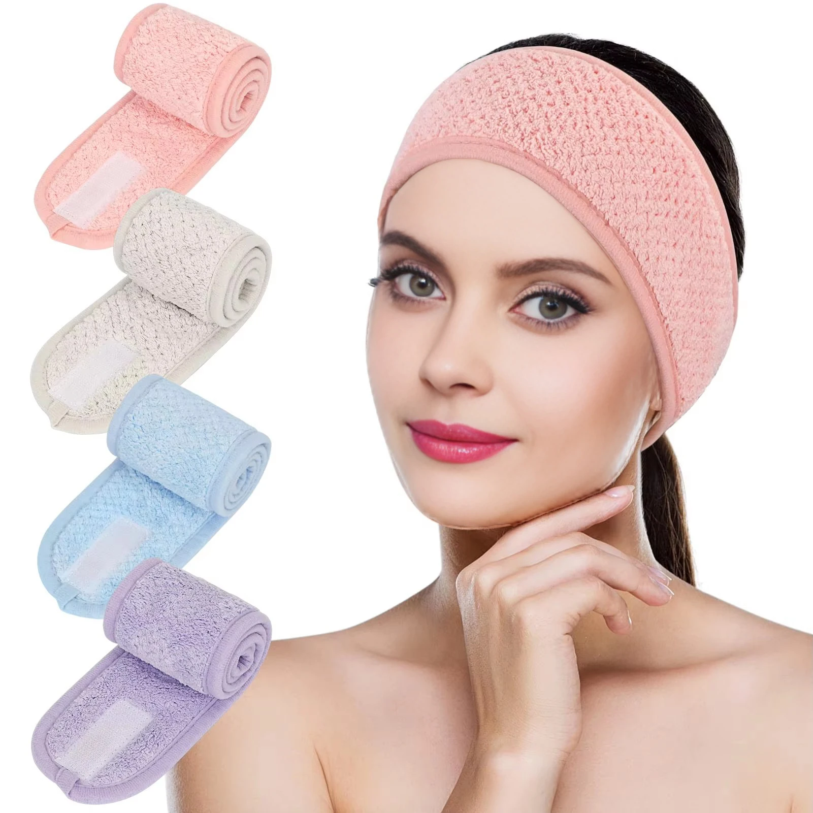

1Pcs Spa Facial Headbands for Women Makeup Yoga Sports Shower Washing Face Soft Comfortable Hair Bands With Magic Tap Adjustable