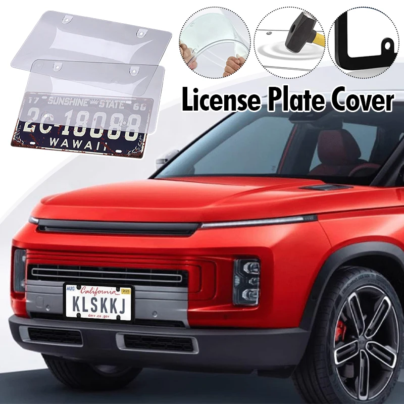 

2pc American-Style Universal License Plate Cover Frame Durable Rust-Resistant Car Plastic License Plate Bracket Auto Accessories