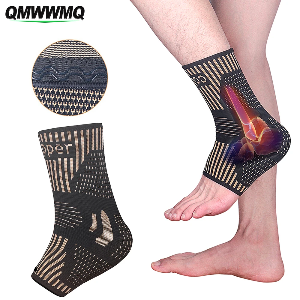 1Pcs Copper Ankle Brace Infused Compression Sleeve Support for Plantar Fasciitis, Sprained Ankle, Achilles Tendon, Pain Relief