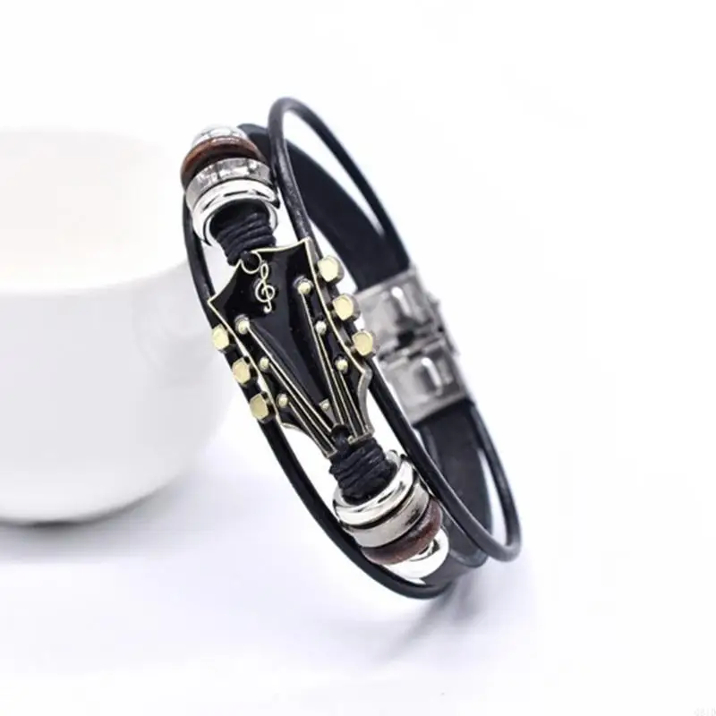  Handmade Bracelet Leather Bracelet Fashion Wrist Accessory Multilayer Daily Wear Bracelet Leather Texture for Man