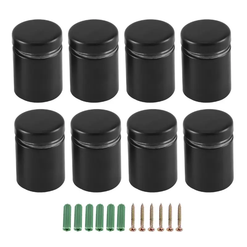 8 Pack Standoff Screws 3/4 X 1 Inch Black Sign Standoffs Hanging Acrylic Picture Frame Advertising Screws Kit-AT36