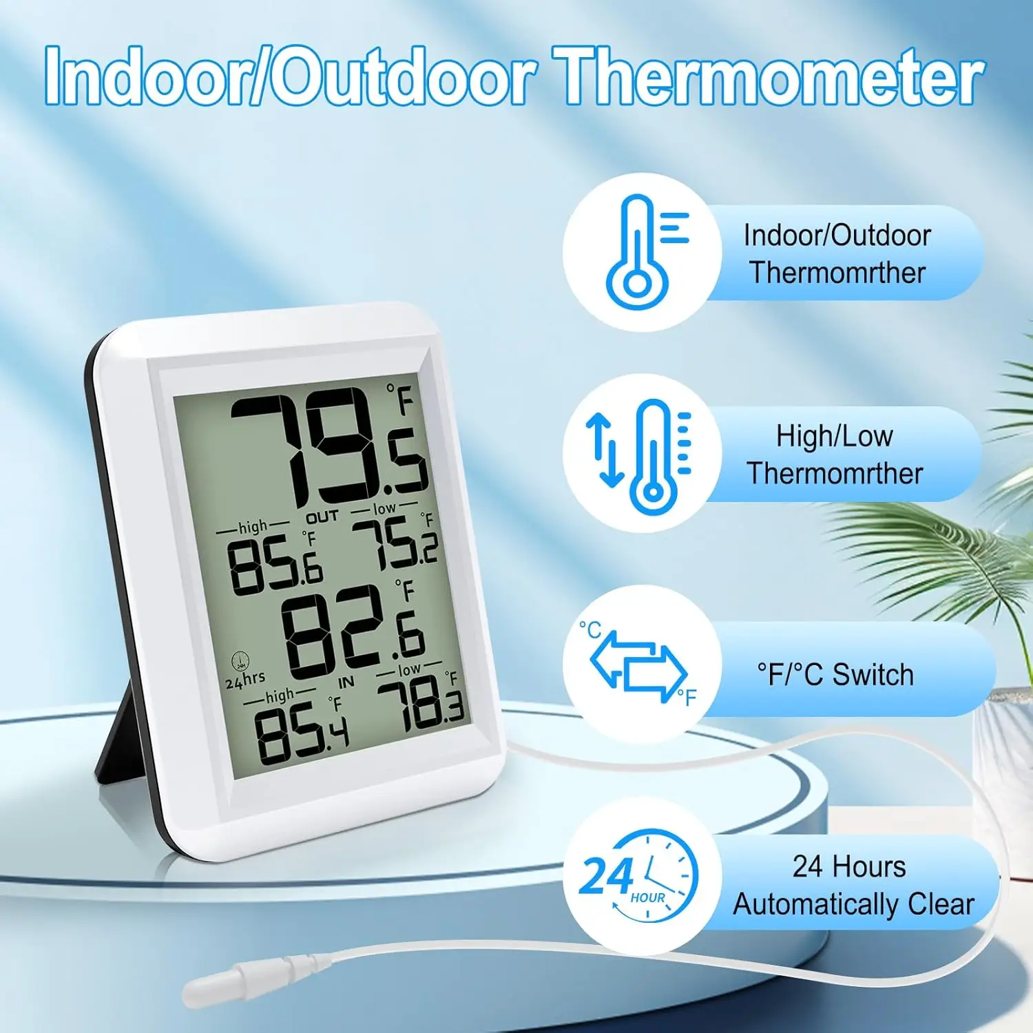 

Digital Thermometer with Temperature Probe Sensor, Temp Monitor, °F/°C Thermometer for Home Fridge Aquarium Refrigerator Garden