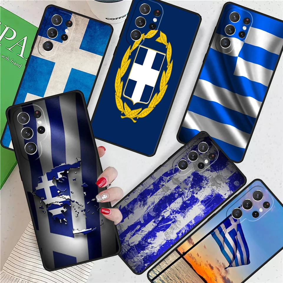 Greece Greek National Flags For Samsung Galaxy S24 Ultra S21 S22 S8 S9 S10E Note 10 20 Plus FE S23 Phone case Cover Coque