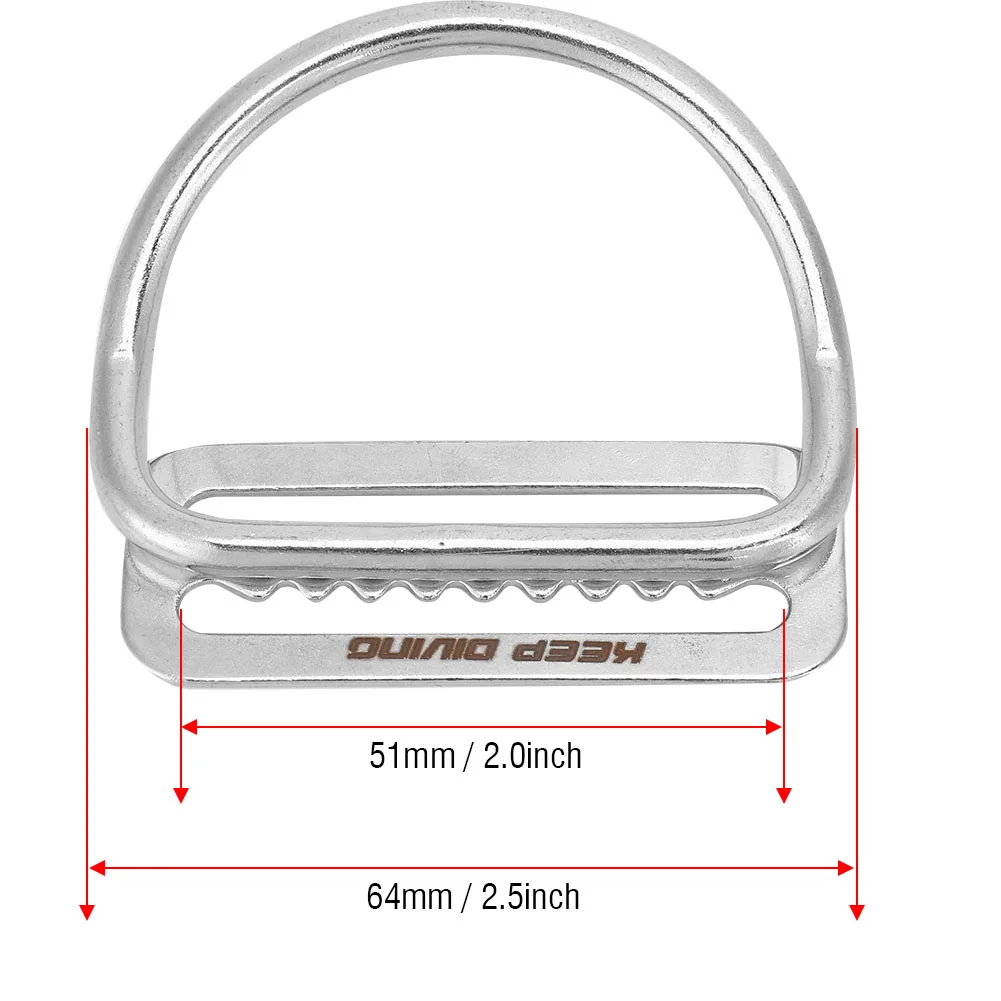 Diving Weight Belt Keeper KEEP DIVING Durable Stainless Steel Slide Buckle Strap Belt Keeper Diving Accessory Slide Buckle