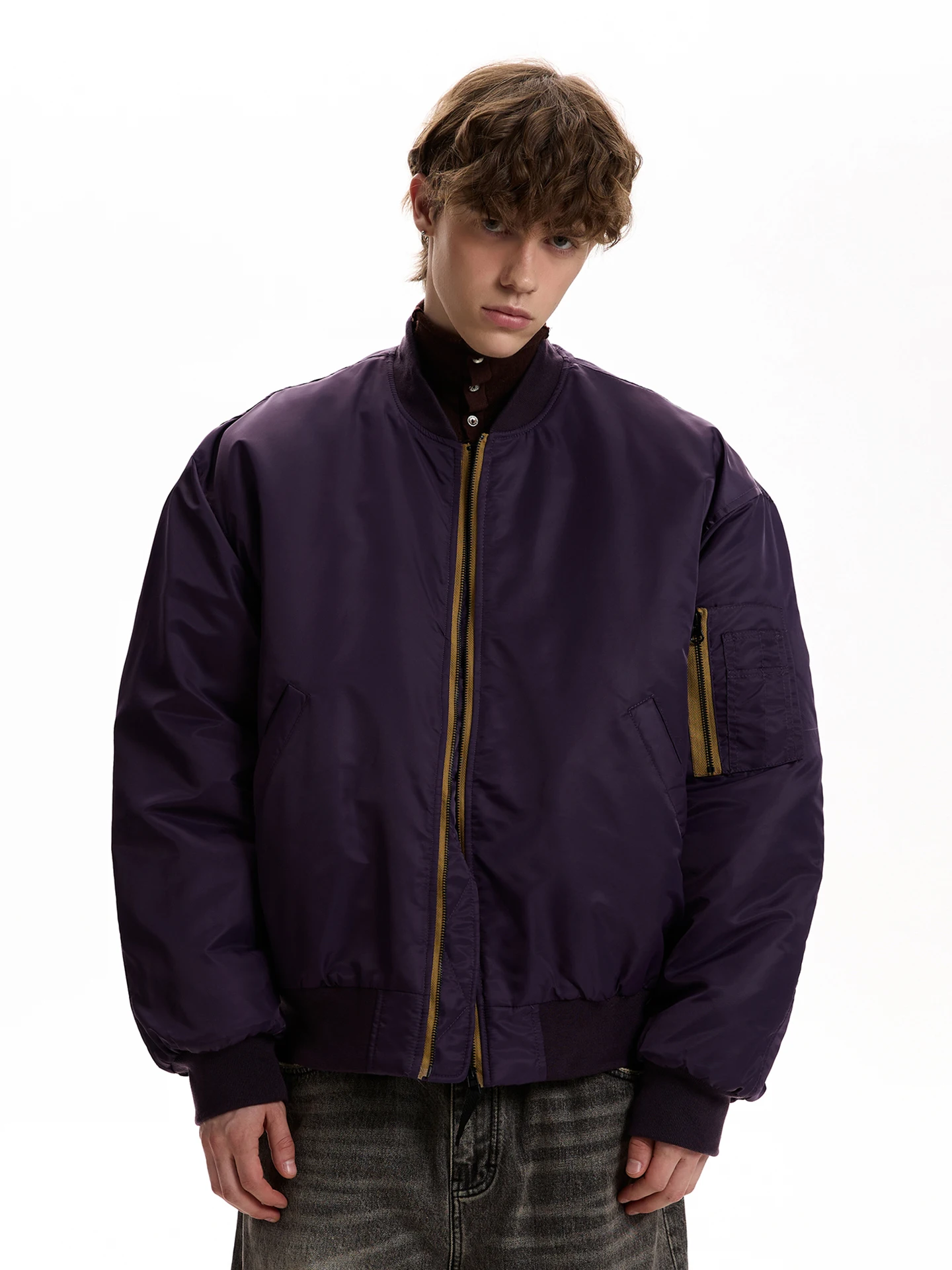 

American Retro Color Blo Design Bomber Jaet Cotton Baseball Coat ort Flight Suit Outerwear Winter Warm Thiened Nylon