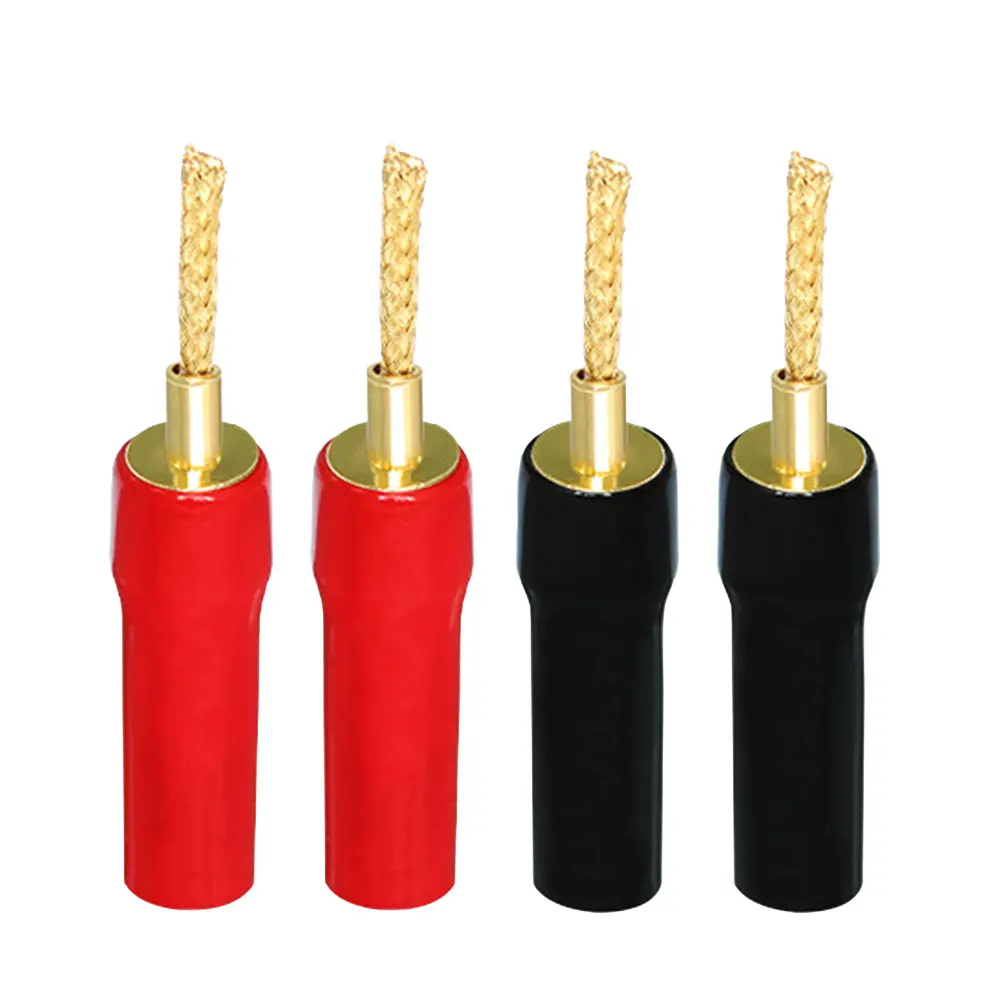 Musical Sound Flex Pin Banana Plugs for Speaker Terminals PVC Soft Shell 24K Gold Plated Pin Plug Type Speaker Connector