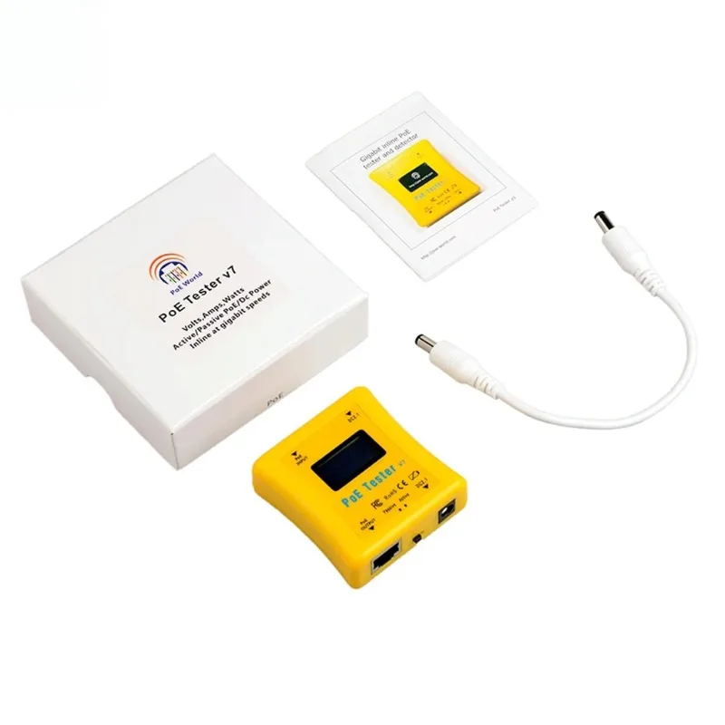 Inline PoE Tester Power ove Ethernet Detector LCD Display the Volt Watt Power DC RJ-45 connector Non Batteries