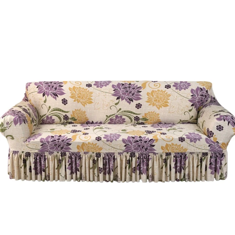 

Milk silk veneer skirt non-slip protective sofa cover sofa cover - flower series