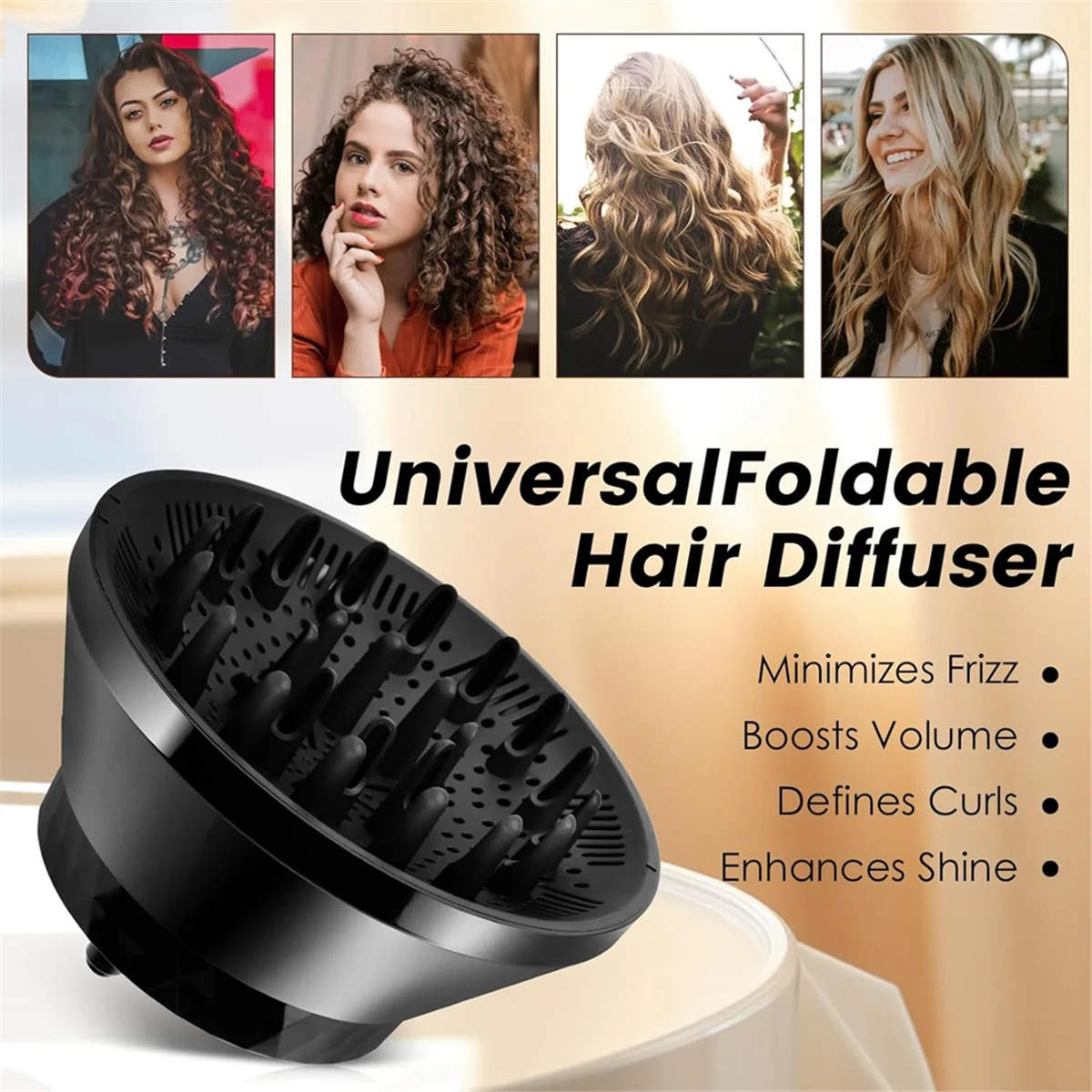 Haartrockner-Diffusor, universeller Haardiffusor-Aufsatz für feine, dicke, lockige Wellen und krauses Friseursalon-Werkzeug mit Clip