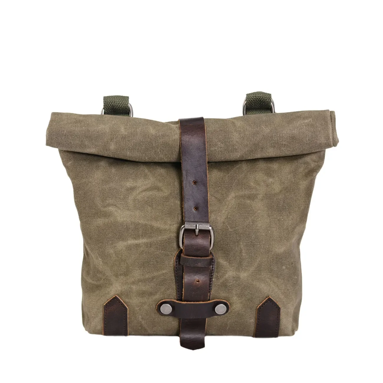 Satchel Vintage Motorcycle Side Bag Waterproof oil wax Canvas Hanging Bag for Small E-bike Hanging Toolkit