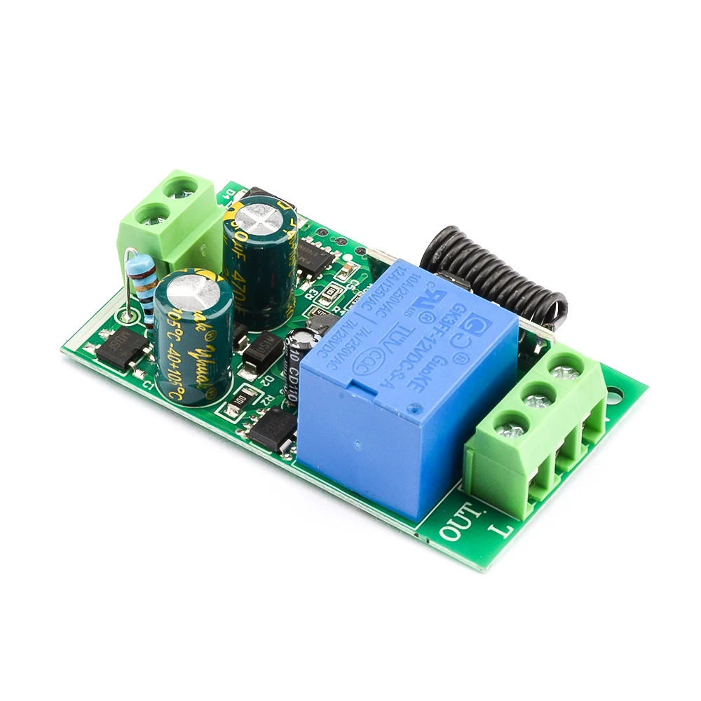 DC220V 433Mhz Draadloze Rf Afstandsbediening Schakelaar Leren Dc Draadloze Controle Module Relais Ontvangst Module