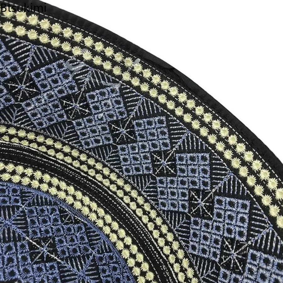 빈티지 자수 히잡 남성 기도 모자 인도 터번 모자 성인 통기성 쿠피 원형 모자 아라비아 이슬람 의류 무슬림 캡