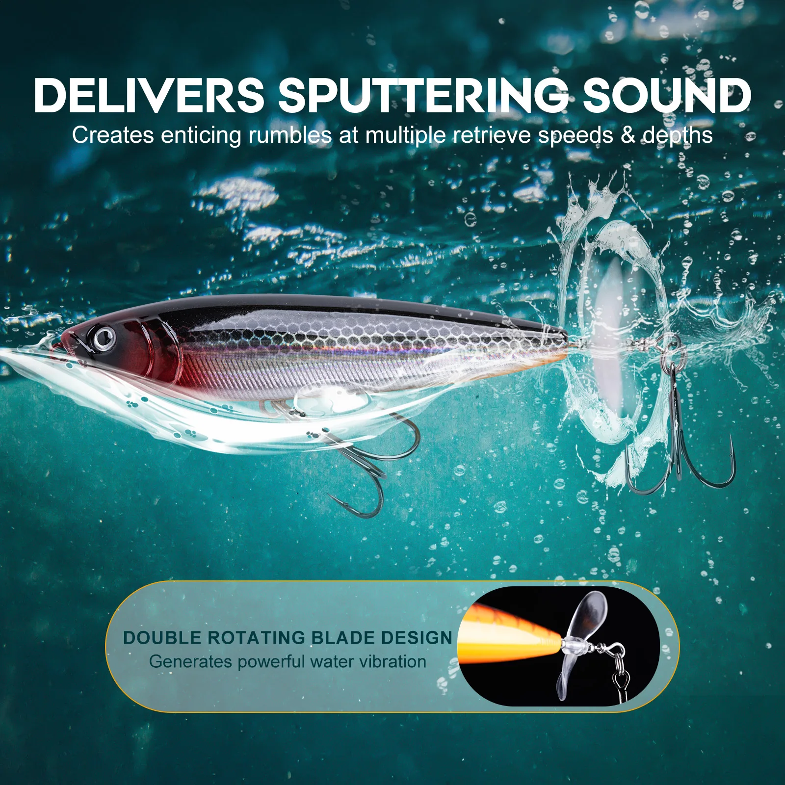 Goture plopper topwater flotante con cola giratoria para lucio - imagen 4