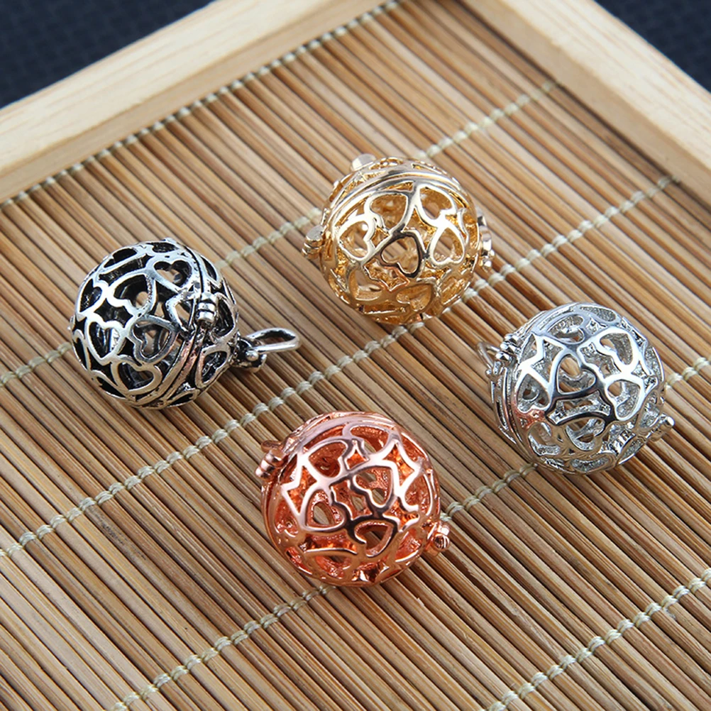 

4 Pcs Locket Pendant Bead Cage Small Box Earrings Necklace Craft Alloy Jewelry Making Essential Oil Diffuser Aromatherapy DIY