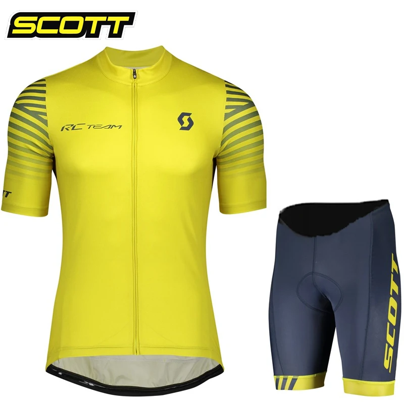 SCOTT Team Cycling Jersey Set Summer Short Sleeve Breathable Men\'s MTB Bike Cycling Clothing Maillot Ropa Ciclismo Uniform Suit