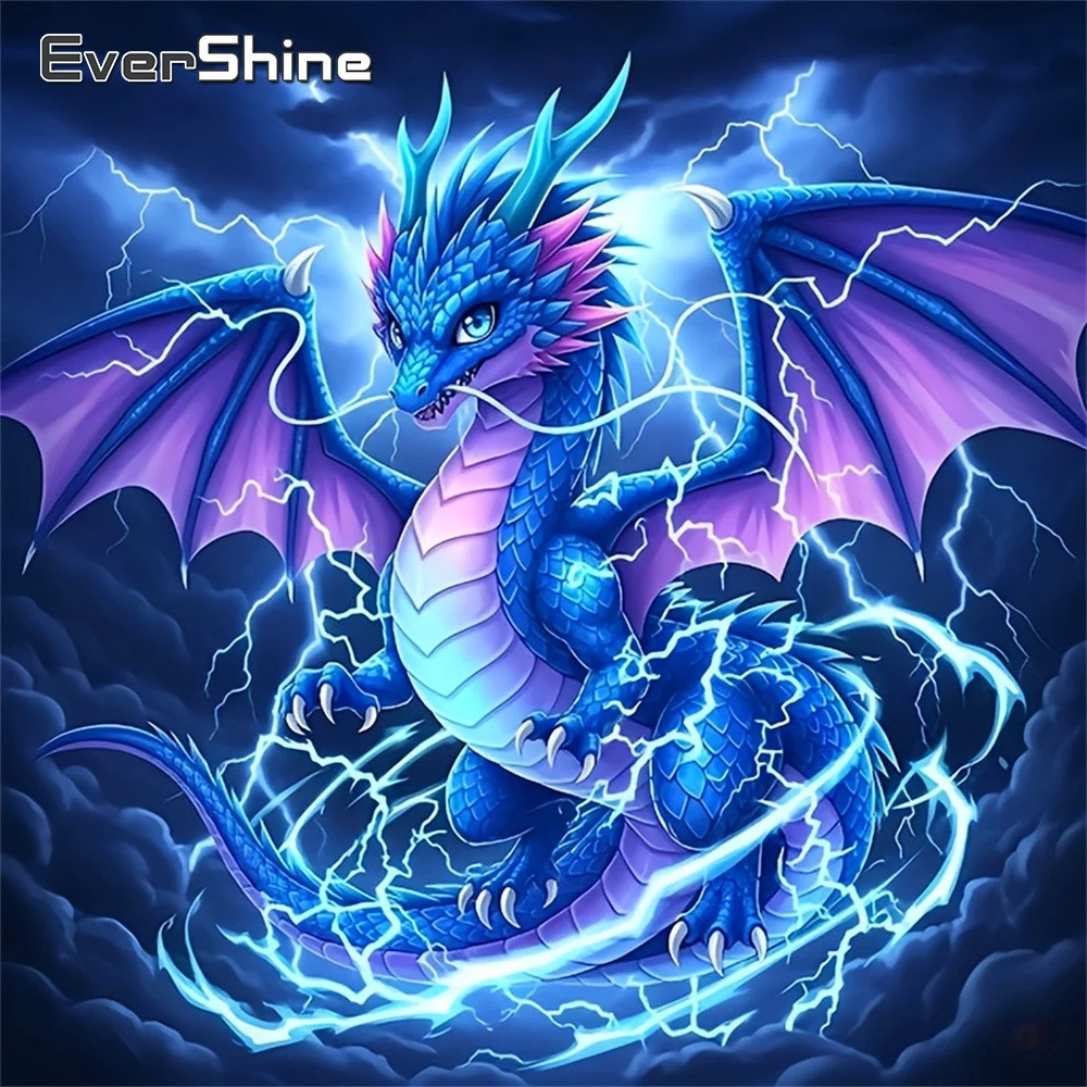 Evershine Diamant-Gemälde mit Tiermotiv aus Strass, Stickerei, Drache, voller Diamanten, Mosaik, DIY, handgefertigt, Hobby