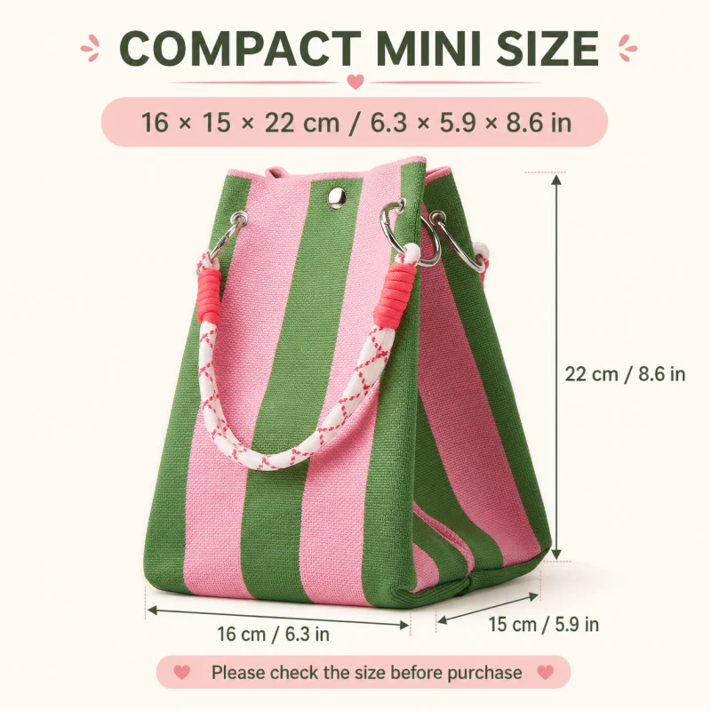 Mini bolso de punto de estilo coreano para mujer, bolso de mano a rayas de ganchillo, bolso de hombro ligero para verano, para vacaciones
