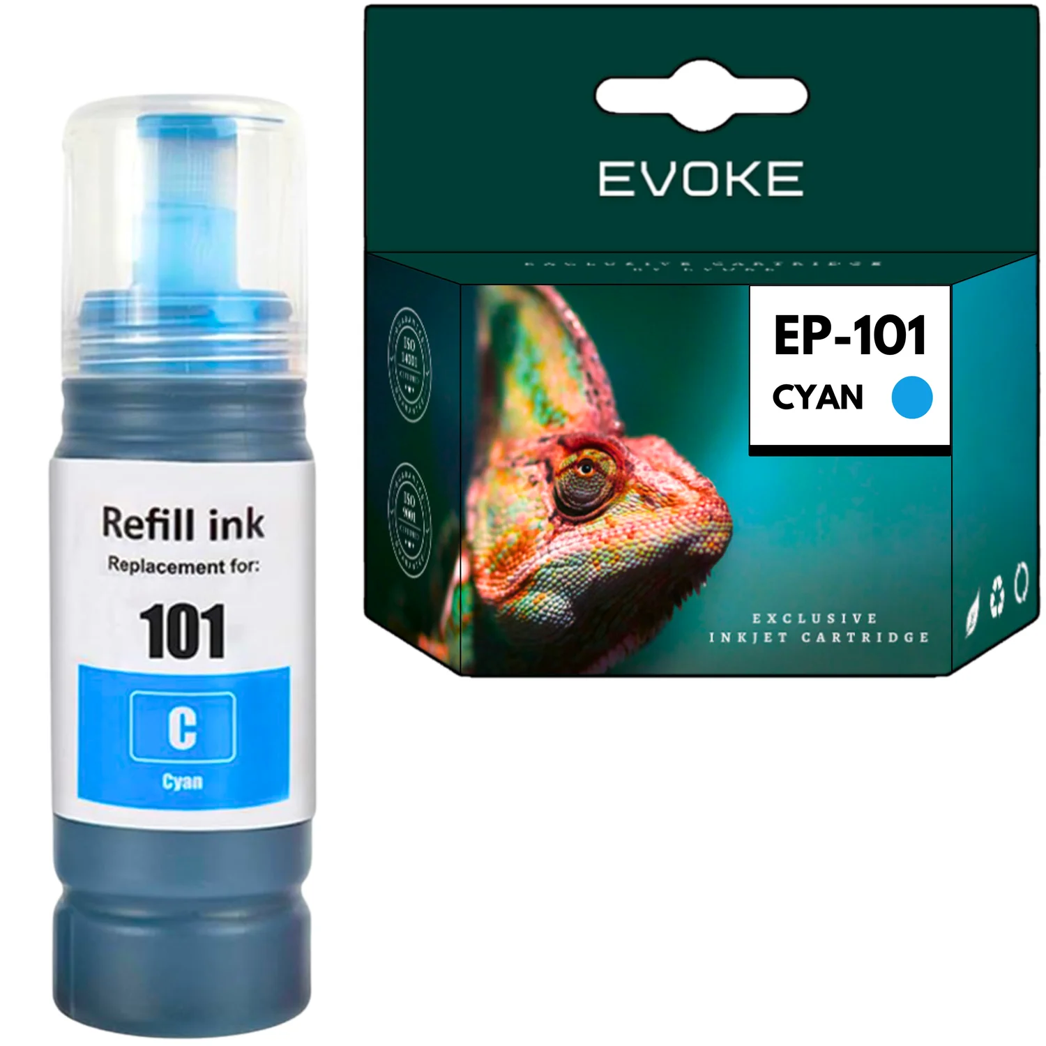 Evoke compatibele inkt voor Epson 101 cyaan Ecotank L4150 L4160 L4260 L4266 L6160 L6170 L6190 L6196 L6260 L6270 L6290 L14150