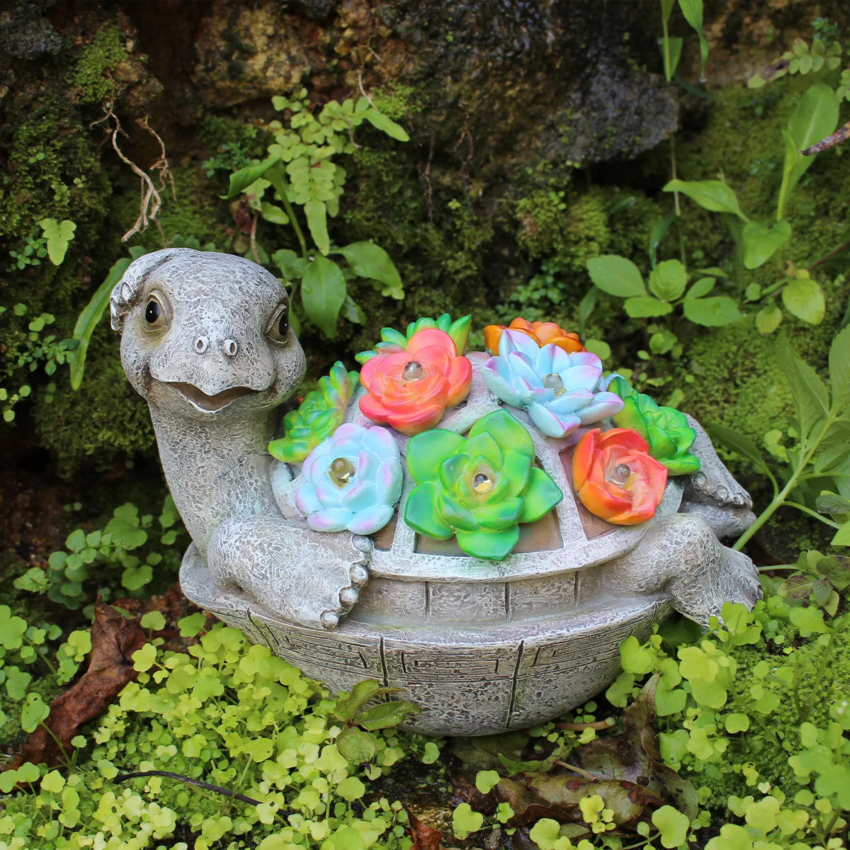 Resin Turtle Statue with LED Light - Energy-Saving Patio Accent‌