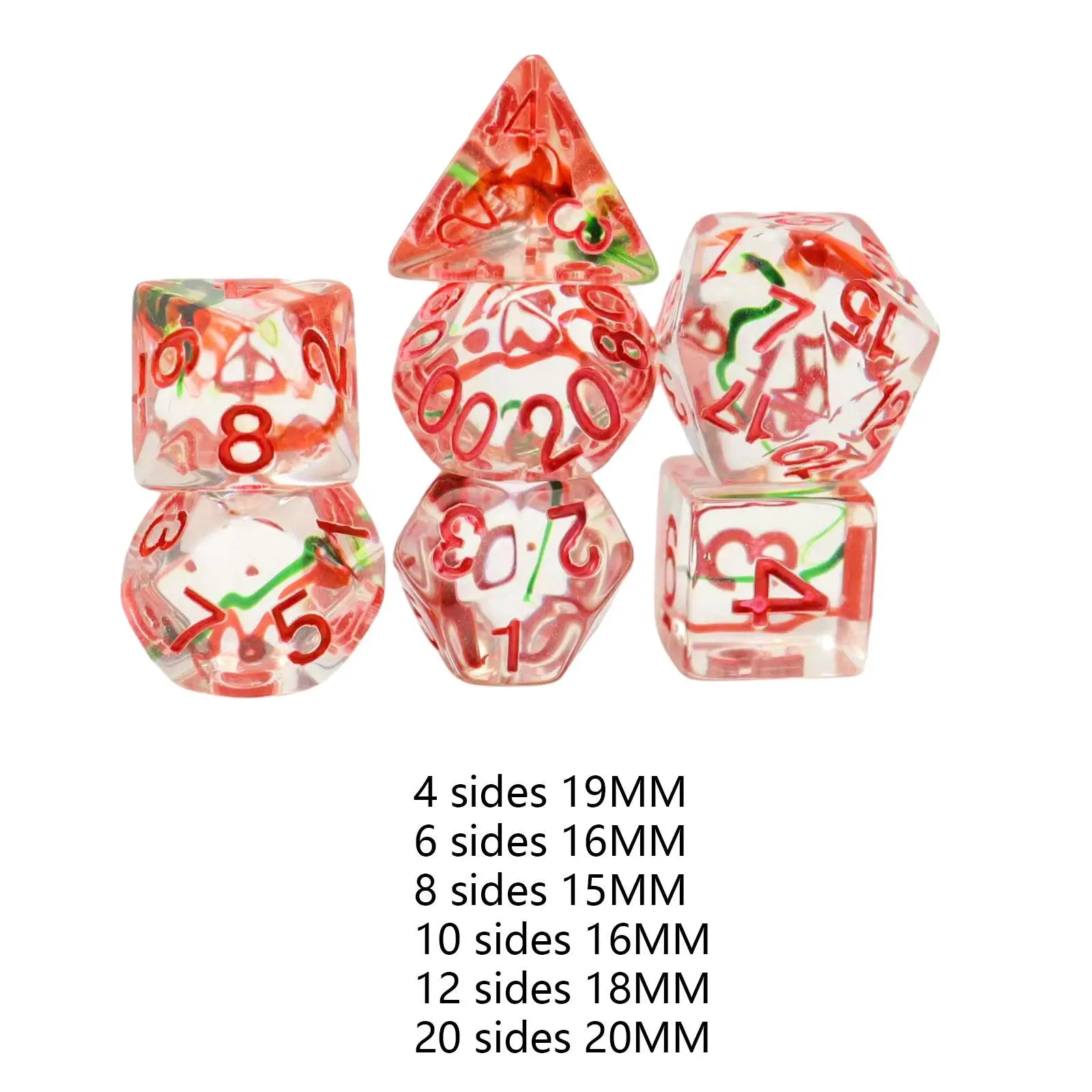 Resin Multi Sided Dice Set 7 Polyhedral Dices for Role Playing Games Board Table Card Party Math Counting Aid