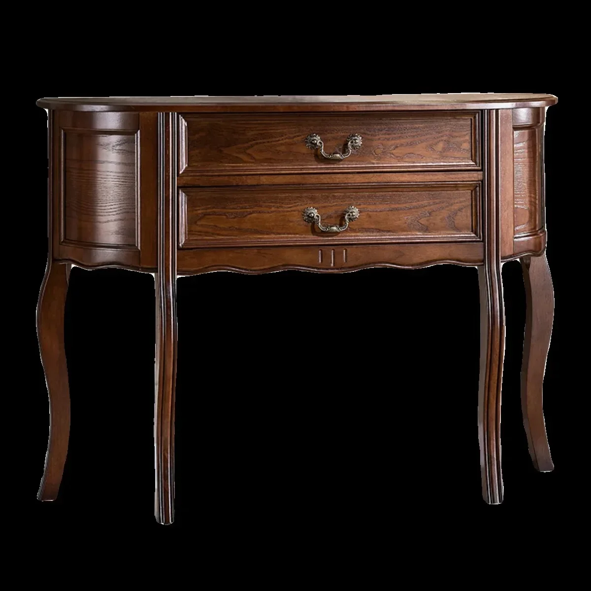 

American-style all-solid wood entrance cabinet, semi-round entrance hall cabinet, European-style storage