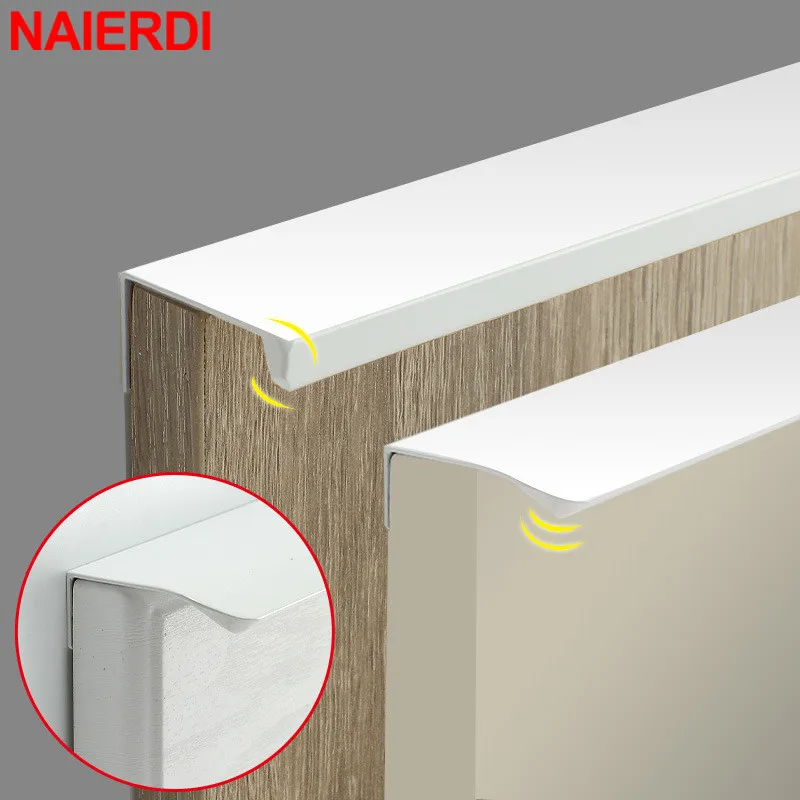 

NAIERDI Fashion White Long Cabinet Handles Aluminum Alloy 800-1200mm Hidden Cabinet Pulls Drawer Knobs Cupboard Door Hardware