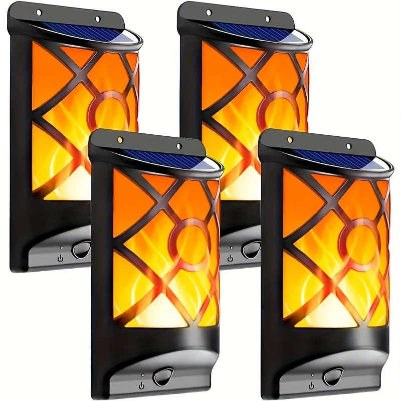 

2 шт./4 шт./компл. солнечные пламенные фонари для улицы, настенные светильники, мерцающее пламя, датчик темного цвета, автоматическое включение/выключение, солнечные садовые фонари