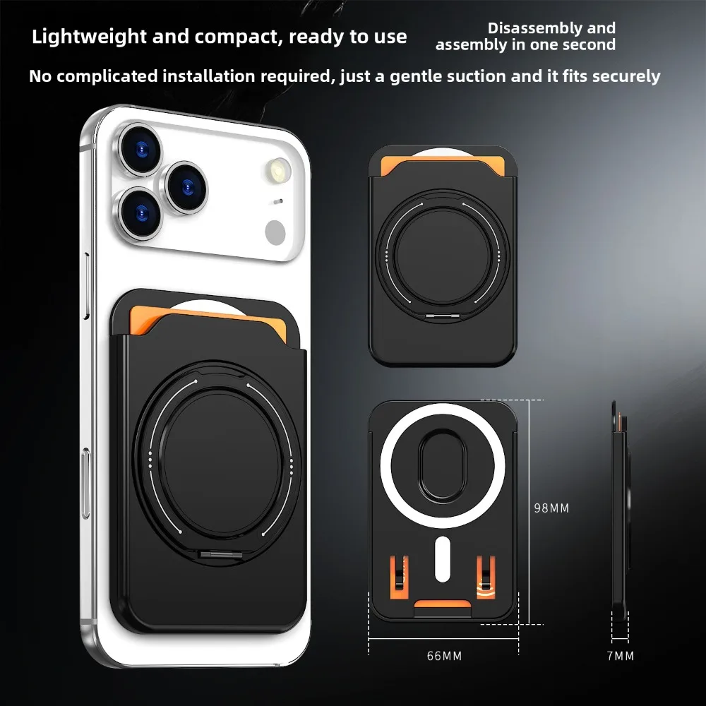 Magnetisches Kartenetui mit 360 drehbarem Ringständer für iPhone 17 Pro Max 16 15 Samsung S25 S26 Ultra Magsafe Hülle – Detail 4