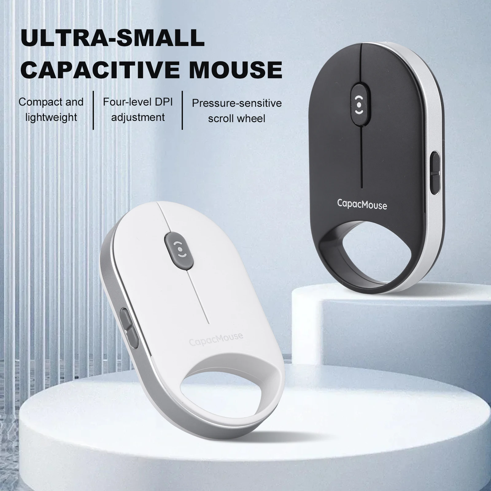 Portable Silent Mouse 3 Mode BT 5.2/2.4G/USB Mini Capacitive Mouse Rechargeable 4 Adjustable DPI for PC Laptop Notebook Desktop