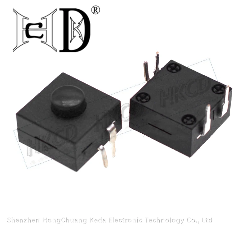 5pcs 1212-214A 4 Pin Square Vertical DIP Self-Locking Push Button On Off Power Switch for Flashlight Small Electronics