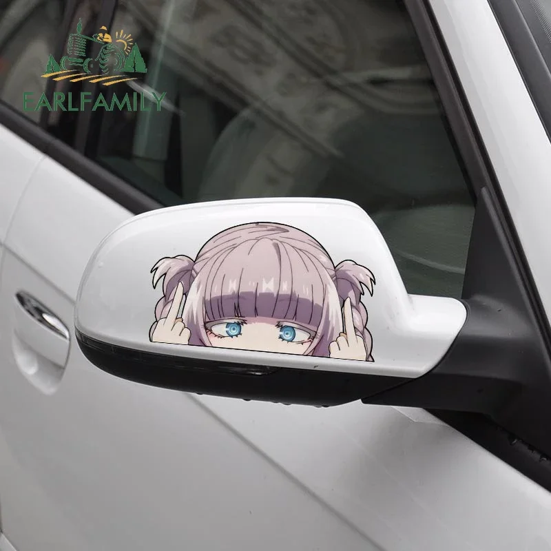 EARLFAMILY 13cm x 11.6cm Creative Cartoon Peeker Car Stickers Anime Surfboard Camper Motorcycle Car Accessories Decals RV JDM