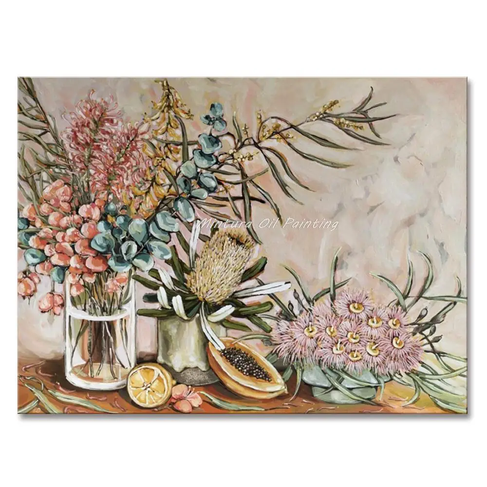 

Mintura Hand-Painted Handmade Oil Paintings on Canva Beautiful Plant Scenery Wall Art,for Living Room Modern Hotel Decor Artwork