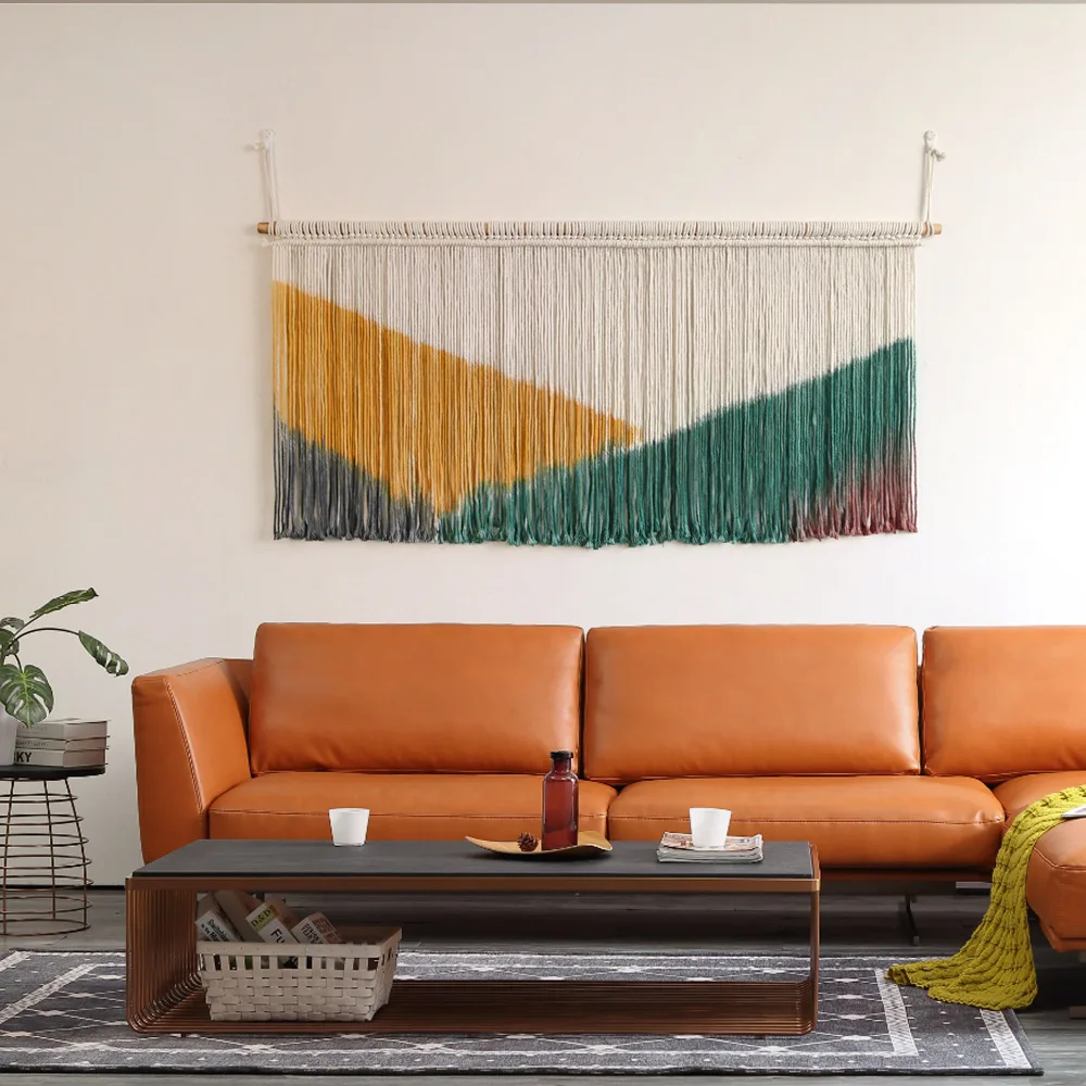 Nordic Style Handwoven Tapestry Wall Hanging Creative B&B Room Bedside Decor Sofa Background Wall Art Cotton Rectangular