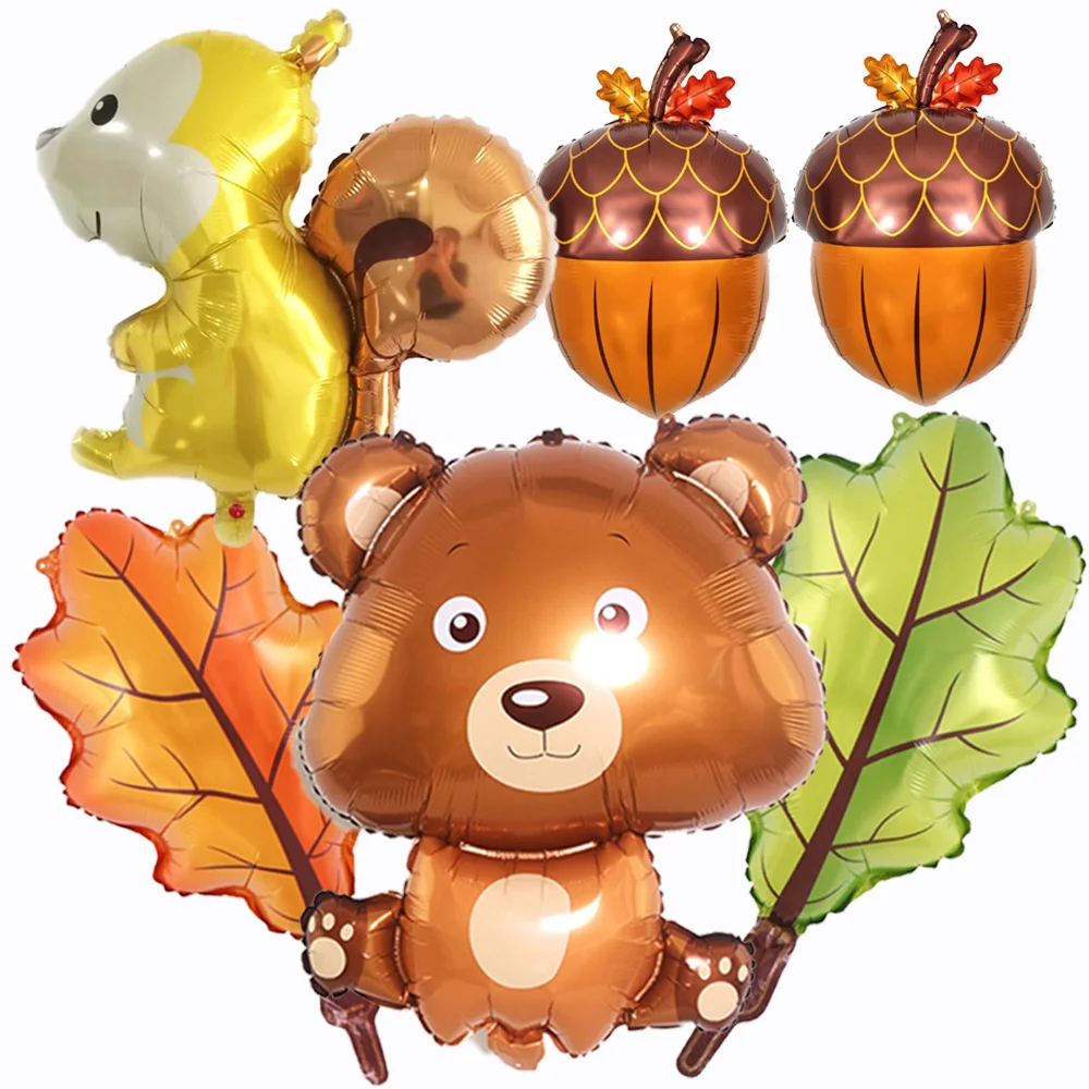 

6Pcs Woodland Animal Balloons Foil Balloon Bear Fox Squirrel Jungle Safari Creatures Baby Shower Birthday Party Decorations