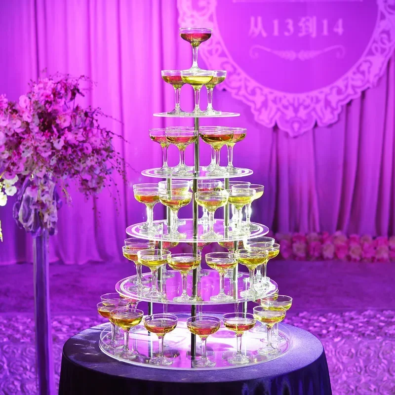 A  Wedding decoration acrylic five layer circular champagne tower cup holder, brand new wedding