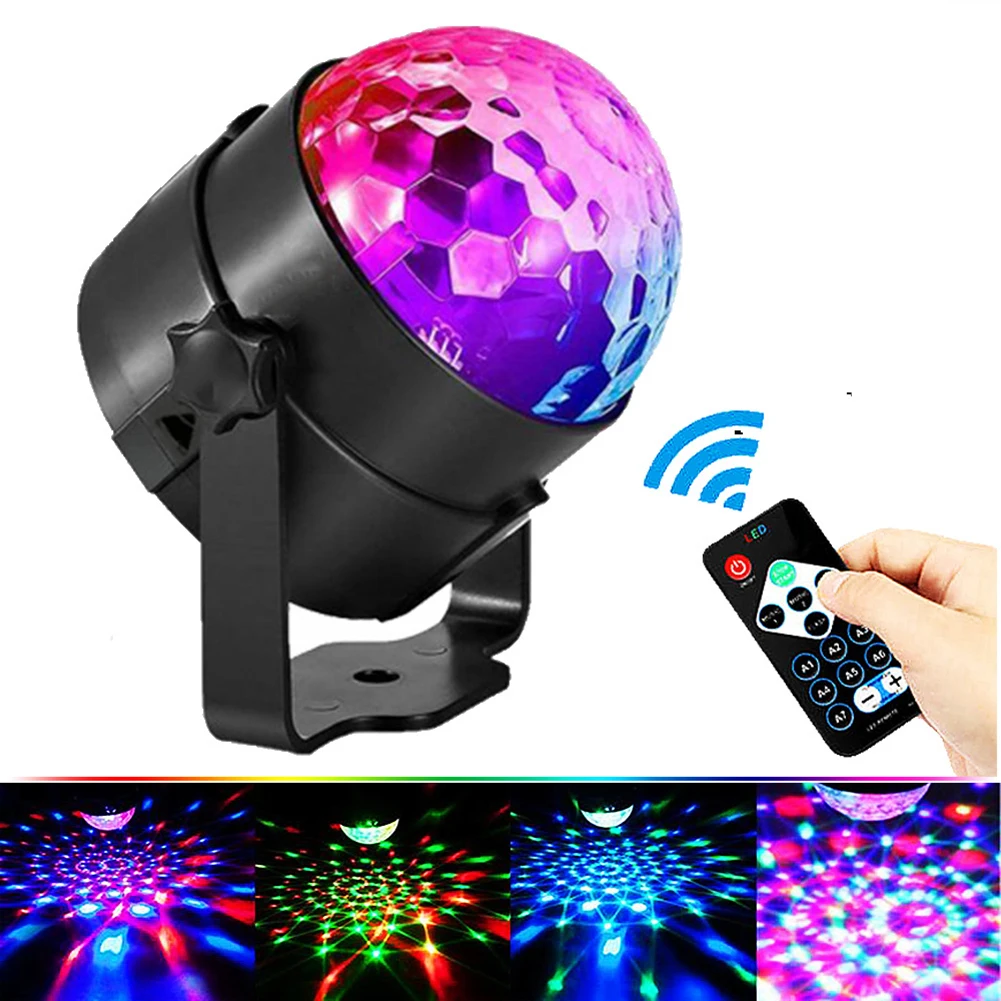 

Rotating Disco Ball DJ Party Lights 3 Modes RGB LED Stage Light for Christmas Decorations Birthday Wedding Sound Party Lights