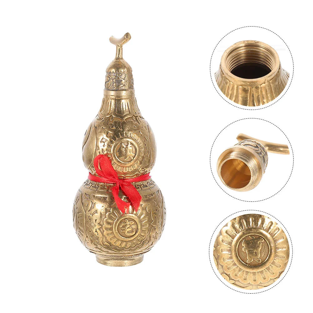 Gourd Ornaments Housewarming Gift Figurine Accessories Evil Suppressing Vivid Details Calabash Model Copper Shape Decor