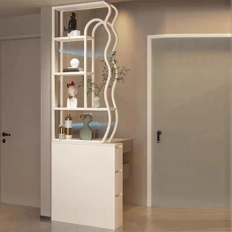 Bathroom half wall screen Changhong glass wrought iron wet and dry area washbasin living room partition cabinet